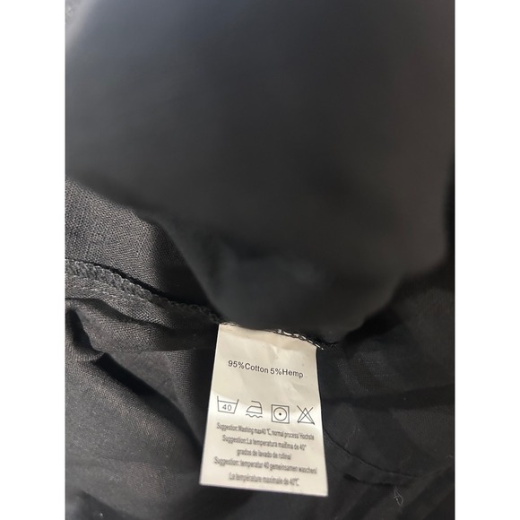 COOFANDY Mens 3XL Black Cotton Hemp Henley Long Sleeve Band Collar Beach Shirt - Picture 6 of 6